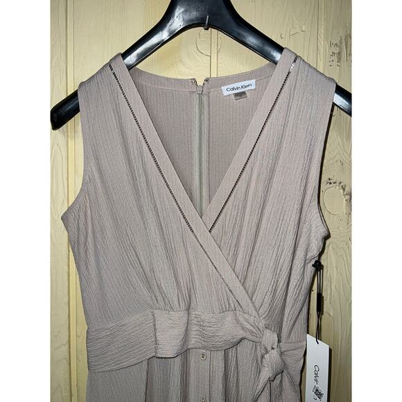 Calvin Klein Maxi Dress Womens Medium Moacha Mousse Tiered Crinkle Gauze Vacay - Picture 3 of 10